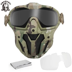 Tactical Airsoft Mask Detachable Goggles with Anti-fog Fan Full Face Protective Mask for Paintball CS Wargame Military Equipment