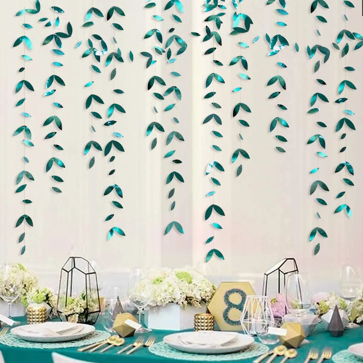 Dark Emerald Green Leaf Garland Paper Streamer
