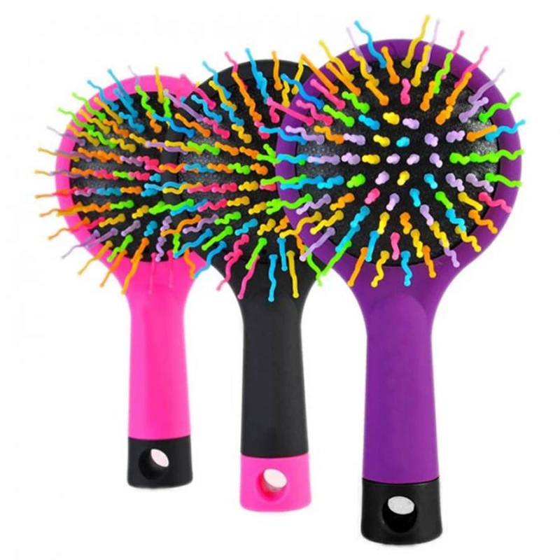 

3Pcs Hair Comb Professional Rainbow Comb Rainbow Volume Anti-Static Magic Hair Curl Straight Massage Comb Brush Mirror Styling T