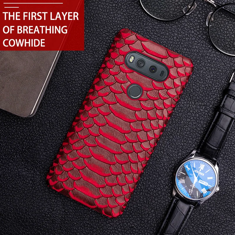 Чехол для телефона LG V10 V20 V30 V40 V50 теплые окрашены Имитация Текстуры змеиной кожи