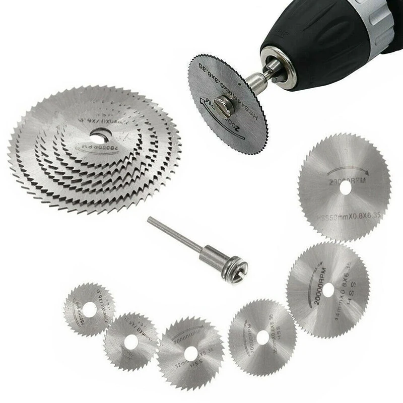

7Pcs HSS Metal Circular Saw Disc Wheel Blades set Drill Rotary Tools Cutting Wheel Discs Woodworking Cutting Discs Drill