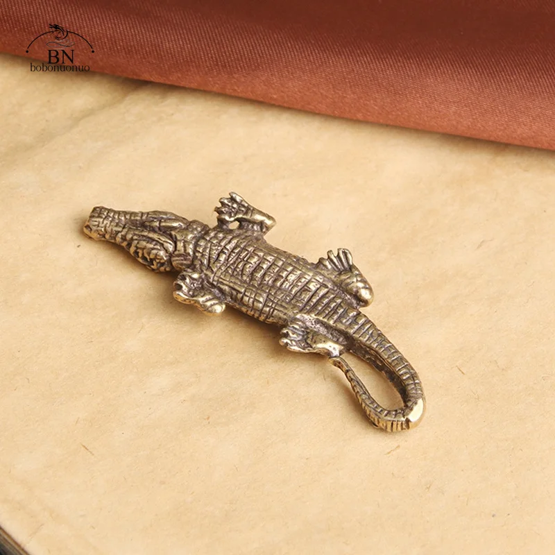 ミニチュアワニの置物,アンティークブロンズ,ヴィンテージ,真鍮