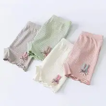 Шорты для девочек, летние, тонкие, детские, из чистого хлопка, с рисунком, двухслойные, скрученные шорты, базовые шорты, детские шорты