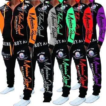 

ZOGAA Men Tracksuit Tops and Pants 2 PCS Set Mens Sweat Suits Set Letter Print Plus Size Jogger Hoodie Sets for Men Clothing