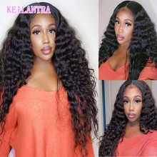 

Deep Wave Frontal Wig 4x4 Lace Closure Brazilian Cruly Bleached Knots Transparent Lace Wigs For Women 180 Density Natural Color