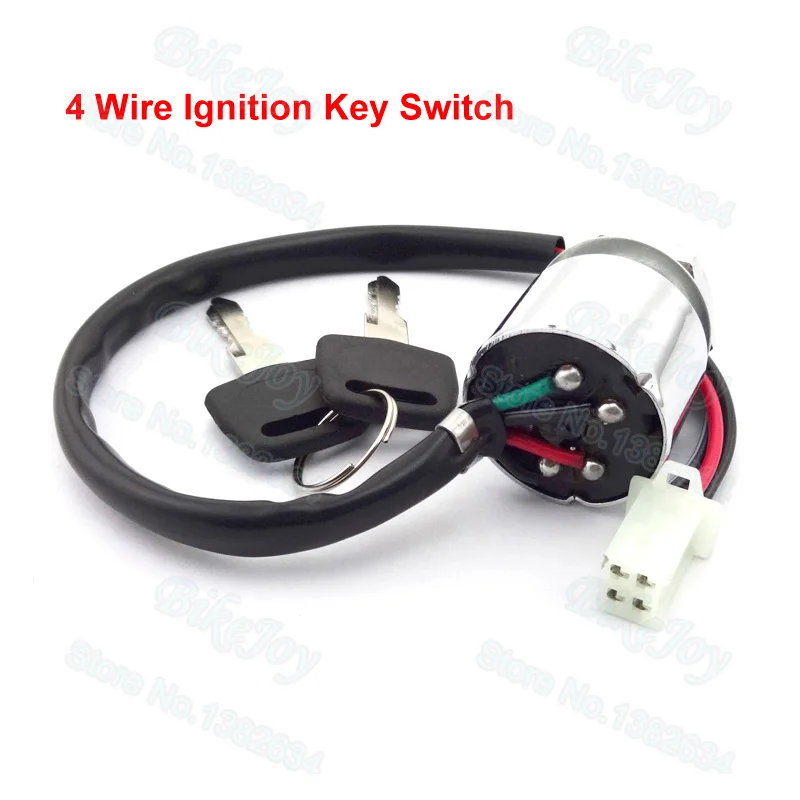 Ignition Key Switch for Go Kart ATV Quad Dirt Bike 4 Wire Male Plug Key 