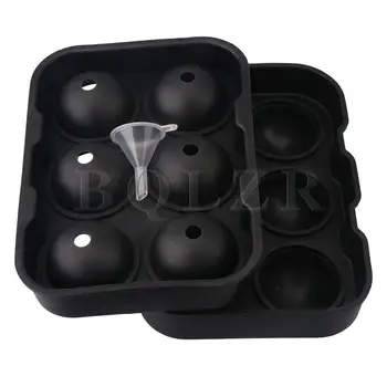 

BQLZR Ice Ball Maker with Lid for Kids Drinks Whiskey Cocktails Black 6 Cube