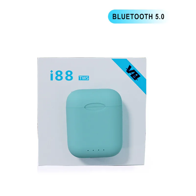 Оригинальные наушники Macaron i88 tws, Bluetooth 5,0, беспроводные наушники, сенсорный всплывающий спортивный наушник, новинка tws wireless earphones bluetooth 5.0 earbuds mini - Цвет: Зеленый