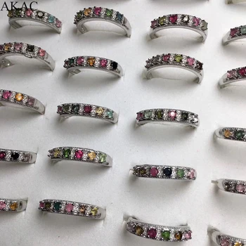 

AKAC natural tourmaline white copper adjustable ring for women factory wholesale send randomly