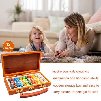 

12/24 colours non-toxic oil pastels soft oil set of pencils with wooden box for children graffiti paint school supplies