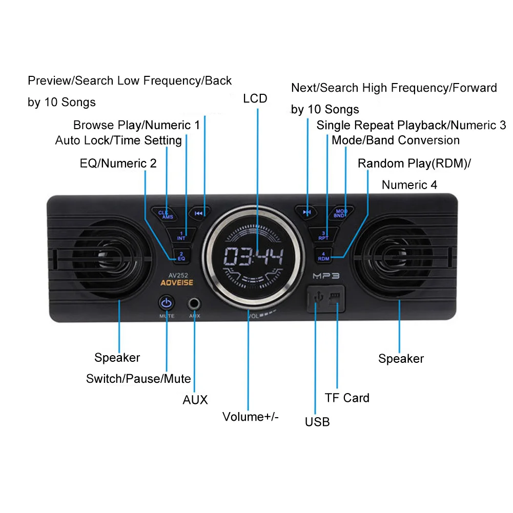 Автомобильный bluetooth MP3-плеер автомобильный ЖК-дисплей 12 в радио MP3-плеер Стерео Аудио USB TF AUX FM высокая точность водонепроницаемый двойной динамик