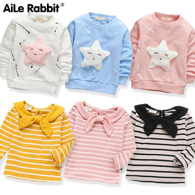 Детская футболка с длинным рукавом баннером и звездами|star girl|girls longingt shirt children |
