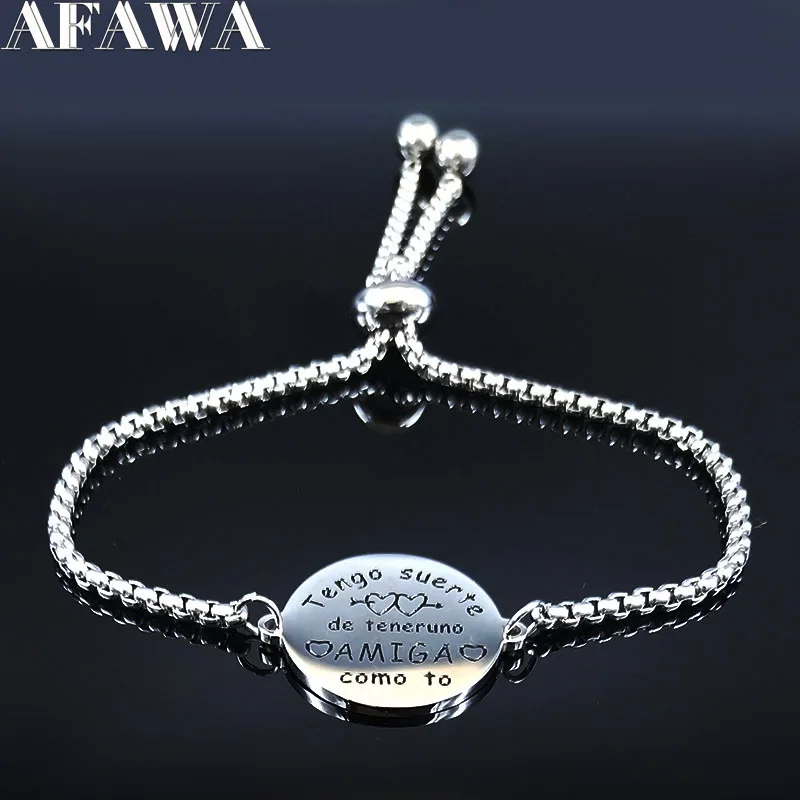 Новинка, модные браслеты AMIGA из нержавеющей стали, браслеты для женщин, испанский лучший друг, Gife, ювелирные изделия, pulseira feminina B18611