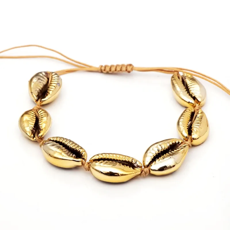

Multiple color seashell Bracelet blue Boho weave adjustable Rope Women Gold Drop Shipping Handmade Natural Shell Charm Braceles