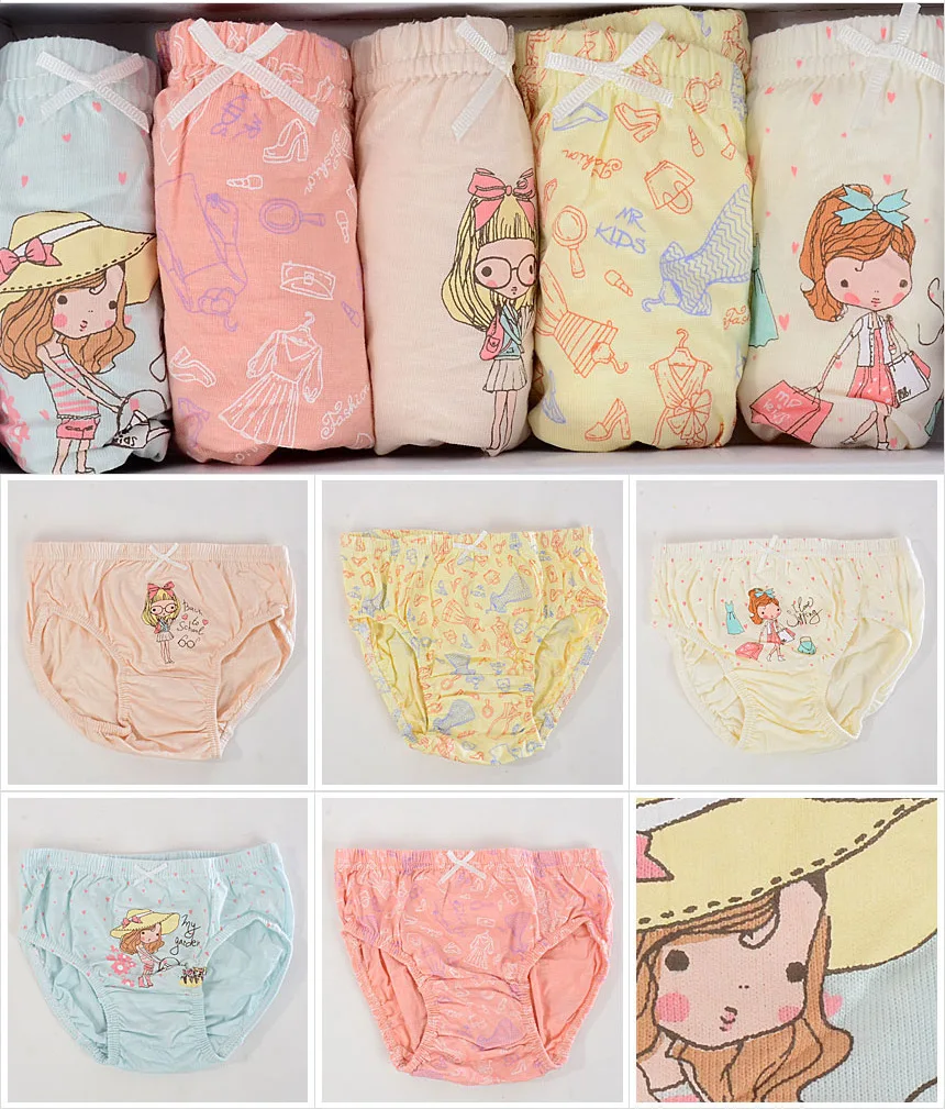 5Pcs/lot Cartoon fashion Kids Girl Underwear For Baby Children's Boxer Underpants Briefs Girls Underware Pants For 2-14Y