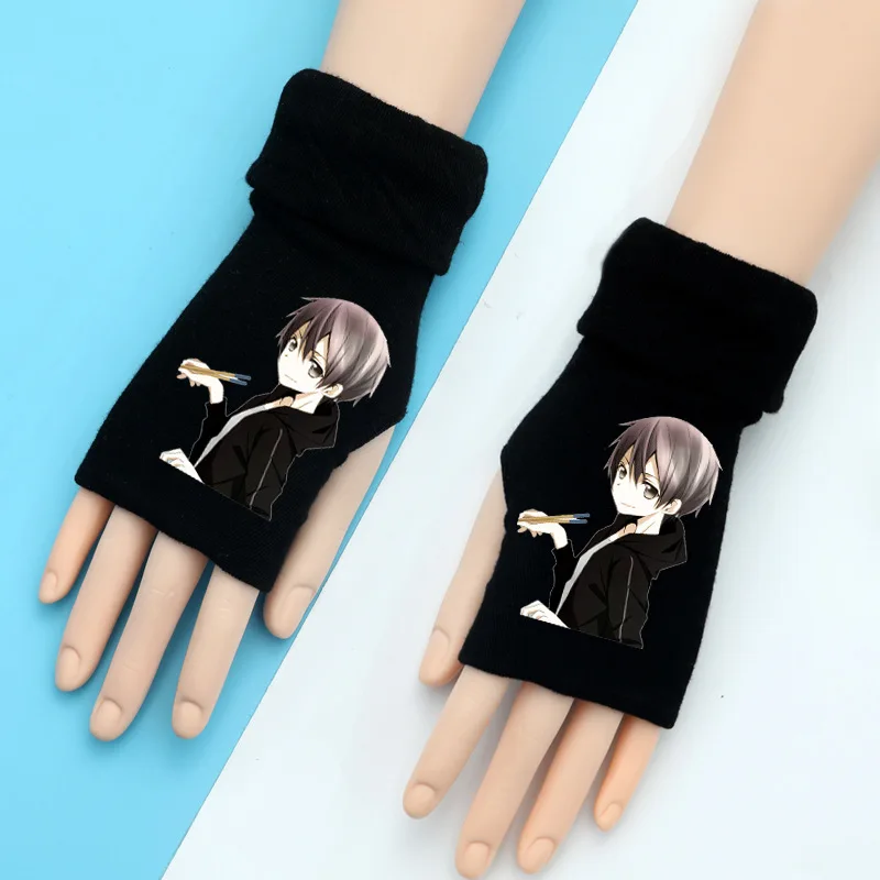 Sword Art Online вязаные перчатки SAO Kirito, теплые хлопковые рукавицы на запястье, модные аксессуары для косплея, подарок на зиму