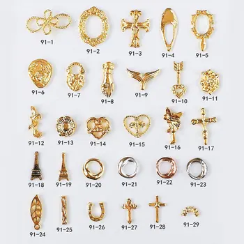 

100pcs/lot 3d Rose gold cross flower alloy metal parts rivet nail art decorations supplies nails decor accesoires jewelry charms