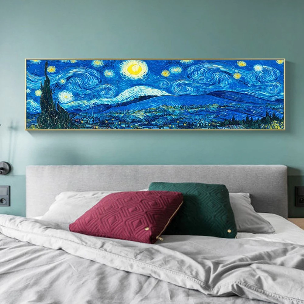 Kit Punto De Cruz Noche Estrellada Van Gogh - Incluye Hilos, Tela, Aguja E Instrucciones