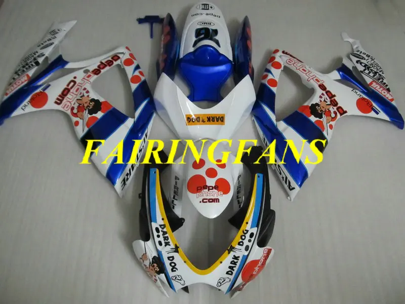 Комплект обтекателей под давлением для кузова GSXR600 750 K6 06 07 GSXR 600 GSXR750 2006 2007 Белый