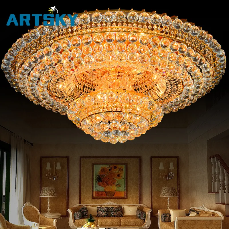 

European Modern Decorative Art Round Crystal Ceiling Light for Hotels and Living Rooms