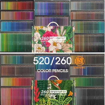Brutfuner 520 Colors Professional Oil Colored Pencil Wooden Soft 260 Color Colour Pencil School Draw Sketch Art Supplies Andstal