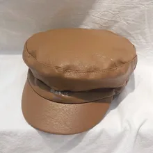 Детские модные однотонные кожаные берет унисекс, мягкие Повседневные шапки с буквенным принтом, детские зимние шапки