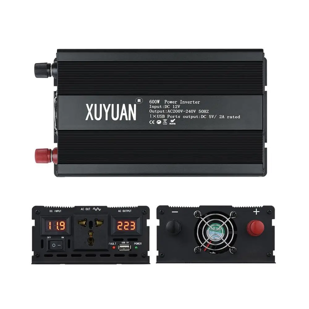 XUYUAN бытовой инвертор 12 V-220 V 600W трансформатор напряжения цифровой Чистая синусоида Инвертор с кондиционированием