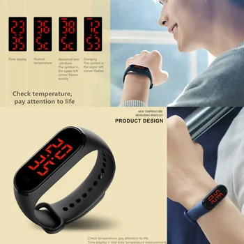 

V8 Body Temperature Smart Band Precise Display Smart Bracelet Clock Time Hours Smart Wristband For Adult /kids black-band