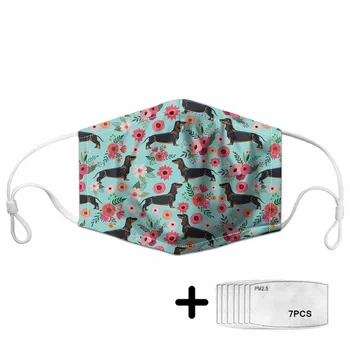 

2020 Kawaii Cartoon Dachshund Pattern Mask for Teen Girls PM2.5 Protective Mouth Masks with PM2.5 Filter Dropping Mondkapjes