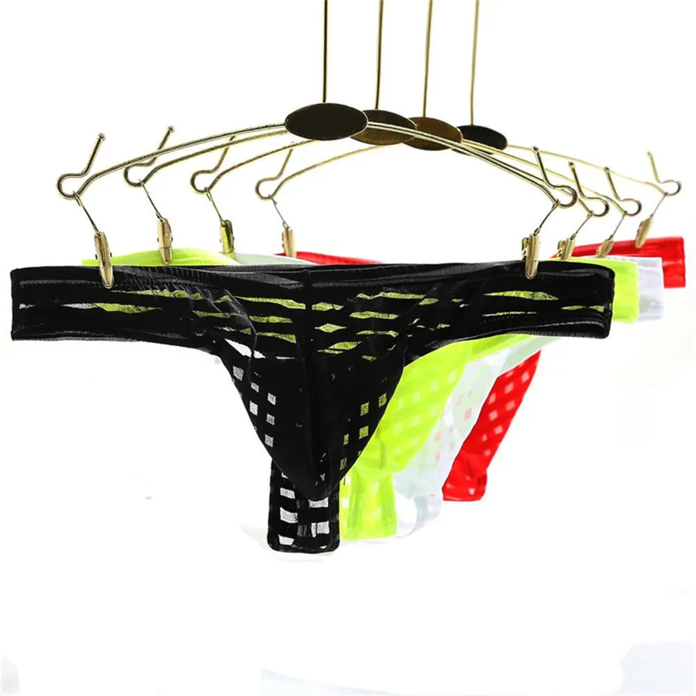 

See Through Male Transparent Thong Thin Gauze G String Men Thong Striped Gay Sexy Underwear Sissy Plus Size M L XL XXL