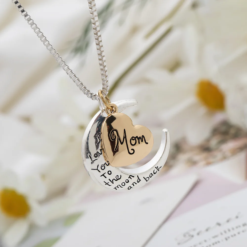 "I Love You to the Moon & Back" Heart Pendant Necklace for her