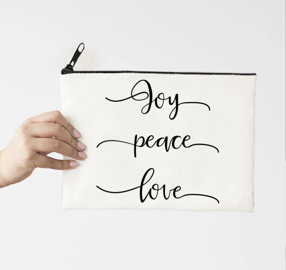 Рождественские Сумки для макияжа дорожная сумка косметики с надписью Love Peace Joy