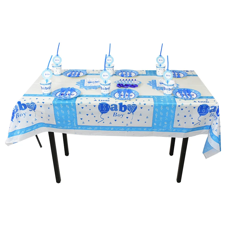 Boy or Girl Baby Shower Disposable Tableware Gender Reveal Cup Plate Napkin Tablecloth Garland Birthday Party Decoration