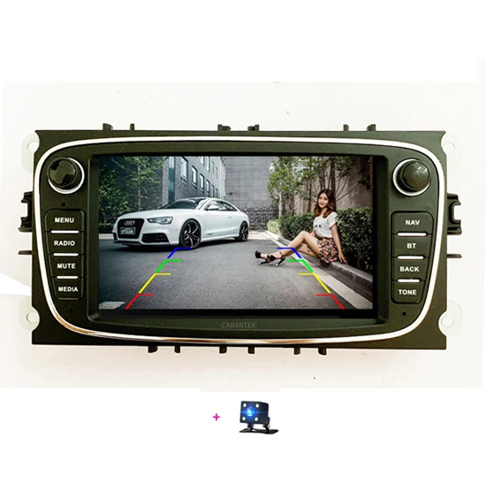 Автомобильный dvd-плеер на основе Android 2 Din радио gps Navi для Ford Focus Mondeo Kuga C-MAX S-MAX Galaxy Аудио Стерео головное устройство - Цвет: with camera