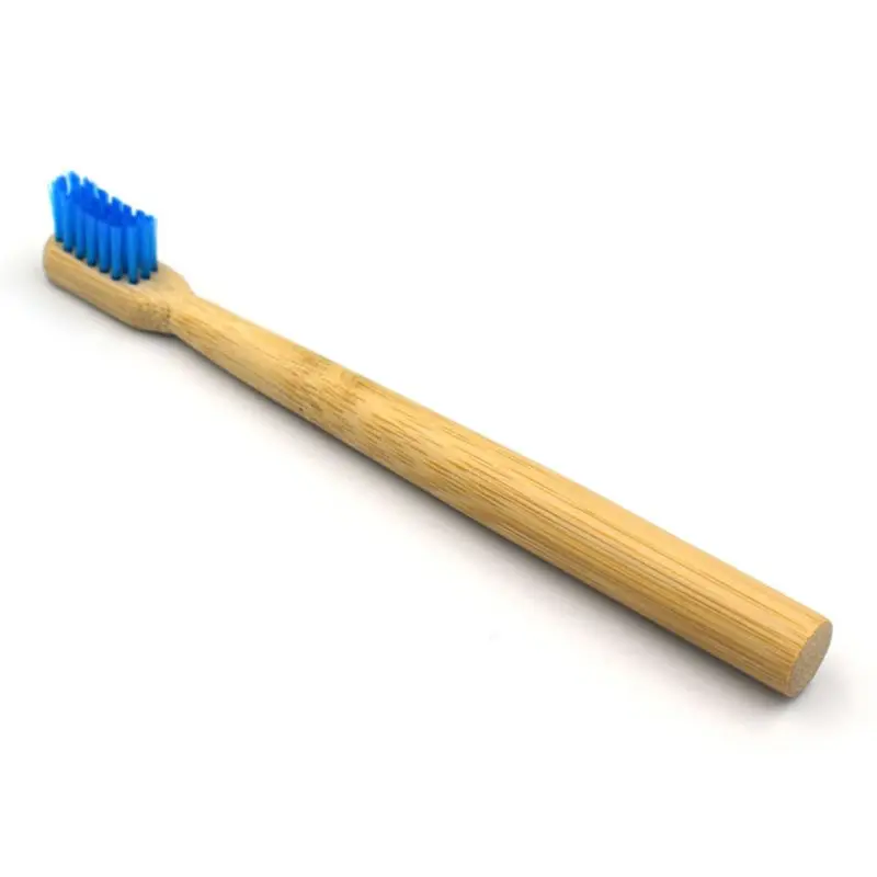 1 шт. детская зубная щетка с мягкой щетиной деревянная зубная щетка натуральная бамбуковая ручка уход за полостью рта Экологичная зубная щетка для путешествий - Цвет: Синий