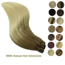 Klips na całą głowę w doczepy z ludzkich włosów Remy włosy naturalne czarne do jasnobrązowego miód blond Ombre proste doczepiane włosy 120g