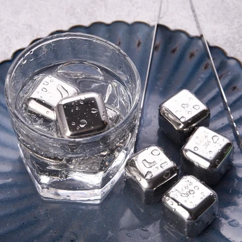 

4-6-8Pcs/Set SUS 304 Stainless Steel Frozen Ice Cube Molds Box Ice Cream Tools Whiskey Frozen Metal Ice Bar Polishing Quality