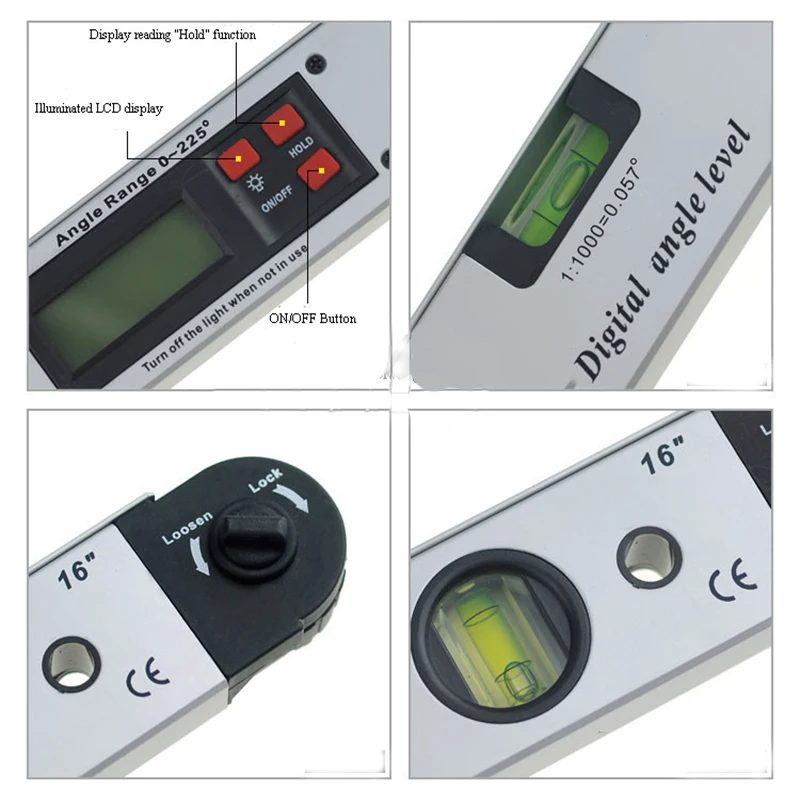 High quality 400mm/16inch Digital angel Level LCD display digital Protractor level spirit level Angle Finder 3
