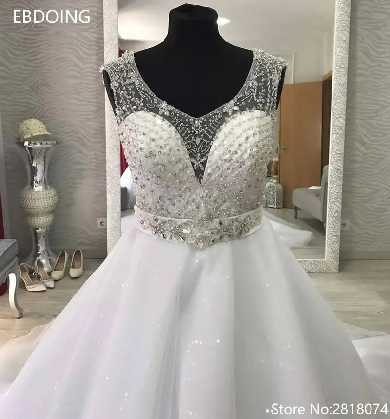 Vestidos De Novia очаровательное свадебное платье трапециевидной формы, расшитое бисером зубчатое декольте, новейшая Молния сзади размера плюс, свадебное платье невесты