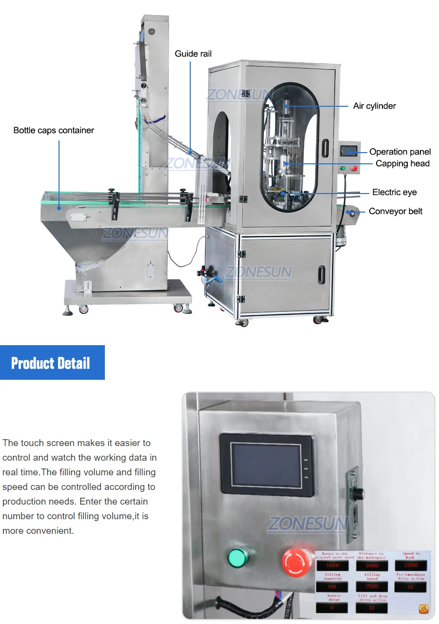 ZONESUN F-style Paste Liquid Filling and Capping Machine With Cap Feeder