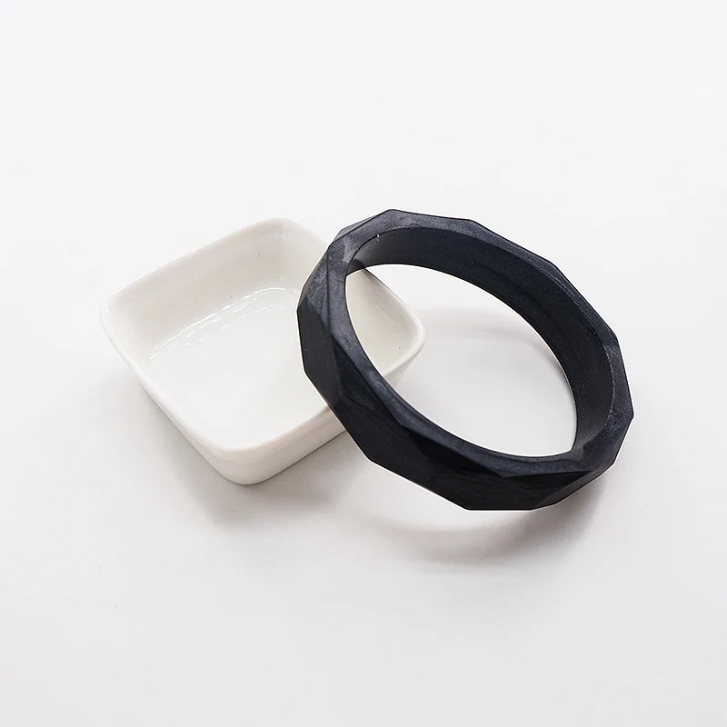 Metallic Black Chenkai, 10 шт., без бисфенола, сделай сам, силиконовый браслет для прорезывания зубов, детский браслет, прорезыватель, для кормления, сенсорная соска, Жевательная Подвеска для подарка - Цвет: Metallic Black