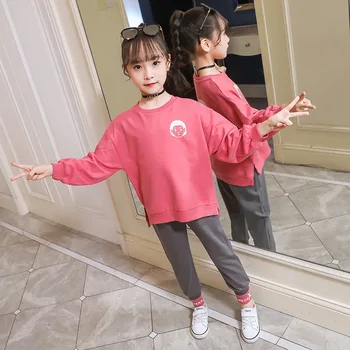 

Cuhk Children's Casual Set Teenager Girl Hoodie And Pants 2pcs Pullover Girls Outfits Brand Toddler Cotton Blend Kids Tracksuit