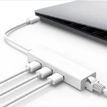 USB C концентратор 3,1 Тип C USB-C несколько 3 порта концентратор Rj45 Ethernet сети LAN адаптер кабель Adaptador для Macbook Windows 7/8/10