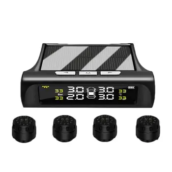 

Car Tire Pressure Monitoring Tpms Wireless High Precision Solar External Buzzer Alarm Tire Pressure Detector