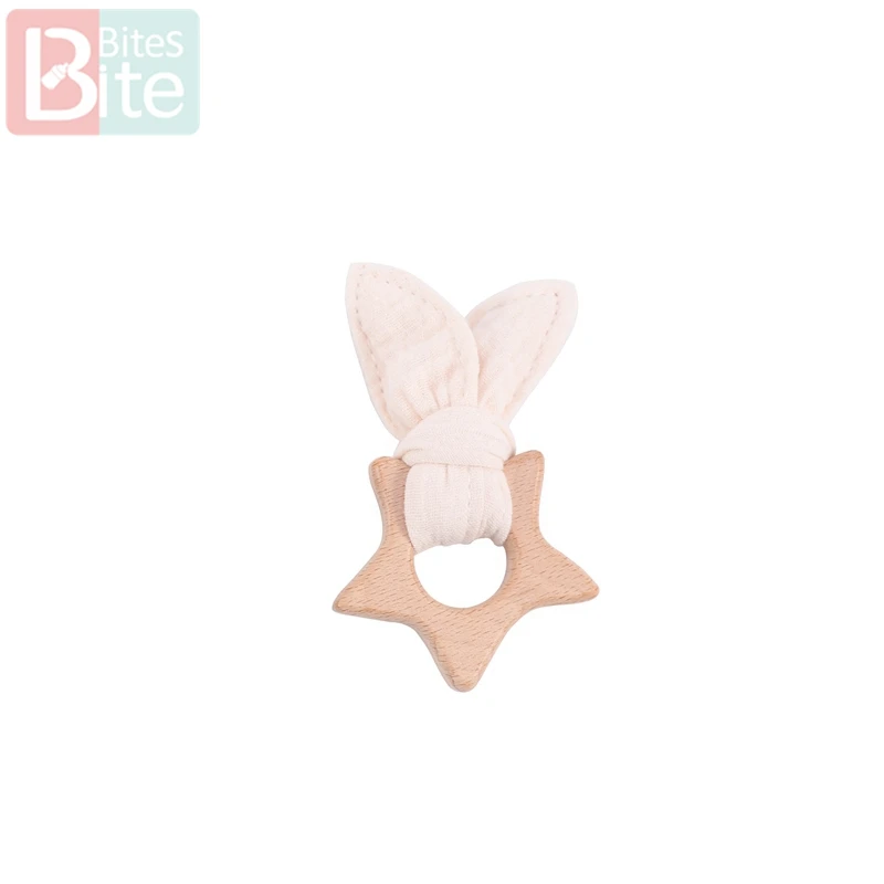 Beign Bunny 1 Набор, детское деревянное зубное кольцо для ребенка, браслеты из бука, грызунов, подвеска в виде животного, хлопковые нагрудники, игрушки, деревянные пустые детские товары, погремушка - Цвет: Beign Bunny
