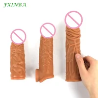 Fxinba Nieuwe Vloeibare Siliconen Penis Sleeve Extender Man Cock Vergroten Vertraging Ejaculatie Herbruikbare Condooms Speeltjes Voor Mannen Extention