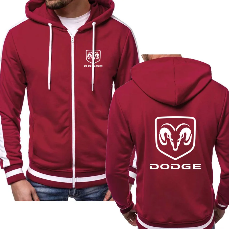

Hoodies Men Dodge Car Logo Print Casual HipHop Harajuku color Hooded Fleece Mens Sweatshirts zipper Jacket Man Clothing