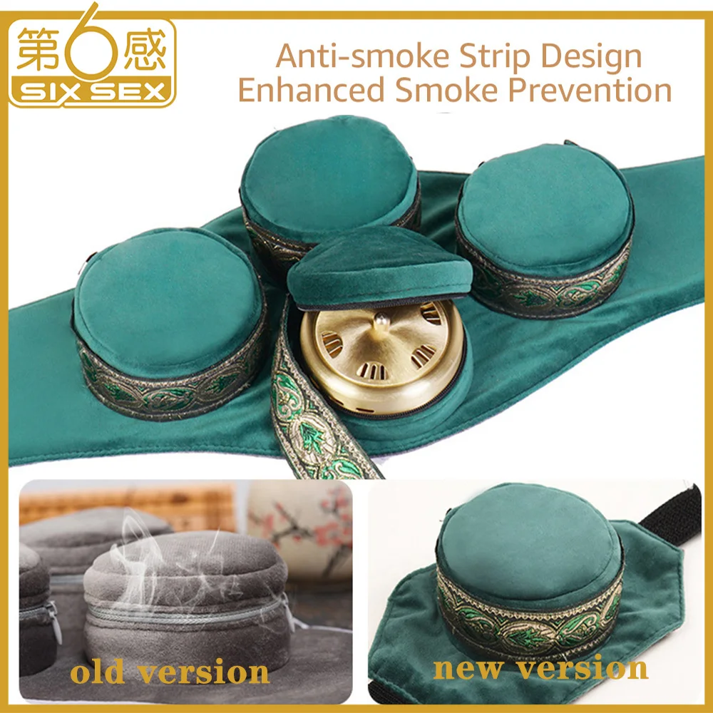 

Green Velvet Bag for Smokeless Moxibustion Box Warm Chinese Acupuncture Meridian Heating Therapy Moxa Sticks Burner Pain Relief