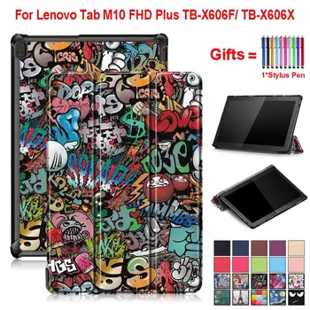 

For Lenovo Tab M10 FHD Plus Case Cover Tablet TB-X606F TB-X606X 10.3 inch Slim leather Magnetic Trifold Stand Case Funda+Pen
