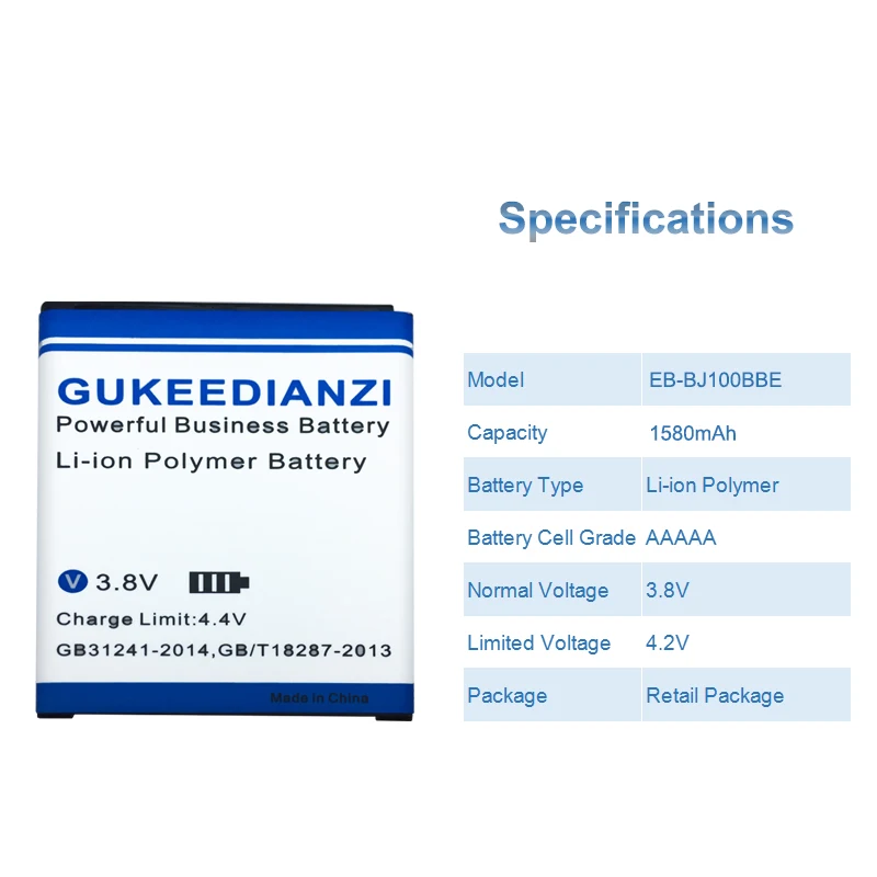 GUKEEDIANZI батарея мобильного телефона EB-BJ100BBE для Samsung Galaxy J1 SM J100 J100F J100H J100M 1850mAh сменные батареи